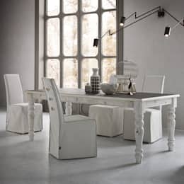 'Vintage' shabby chic white estendendo mesa de abeto por Sedit: sala de jantar clássica por minha vida italiana 