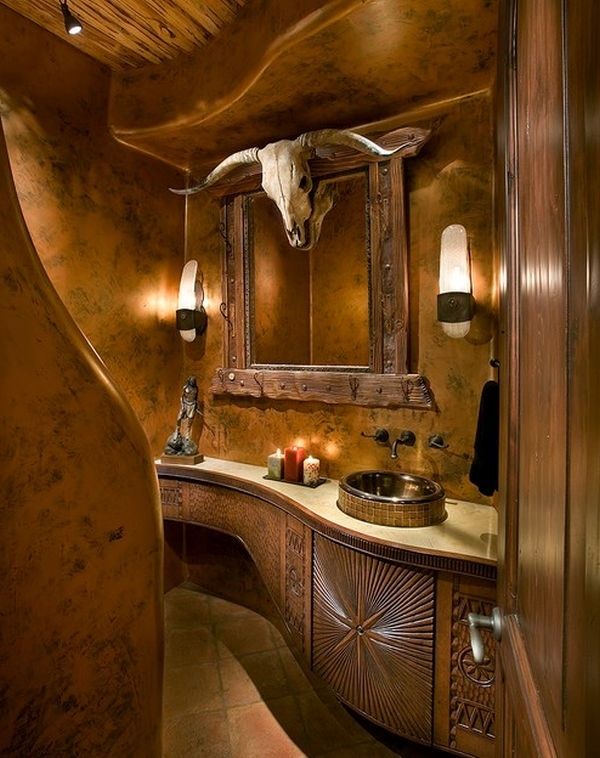 A fotografia surpreendente das idéias da casa do banheiro ocidental da decoração é segmento da decoração ocidental do banheiro do país 